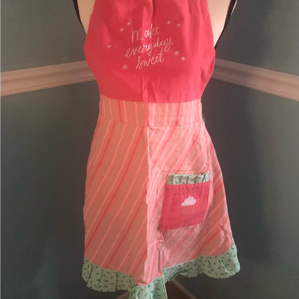 St. Nicholas Square Pink and Green Apron with Cupcake Design